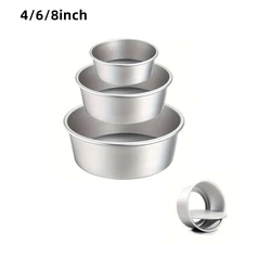 Round Cake Pan Set with Removable Bottoms - 3-Piece Hard Anodized Aluminum Molds (4 6 8inch 3pcs)