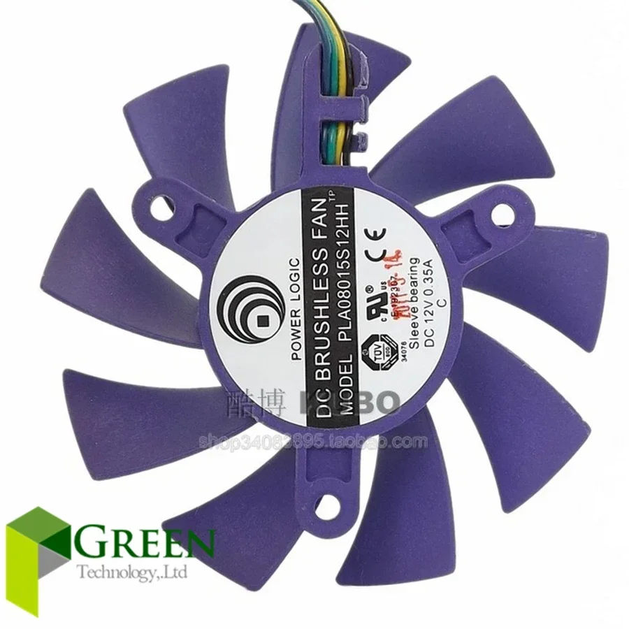 New POWER LOGIC DC12V 0.35A  PLA08015S12HH 75mm diameter 42mm hole pitch For Colorful  GT240 430 630 9800 9600 Graphics card fan power logic 7015 65m graphics card fan 67mm diameter 42mm hole pitch vga fan pla07015s12l 1 dc12v 0 07a 3pin