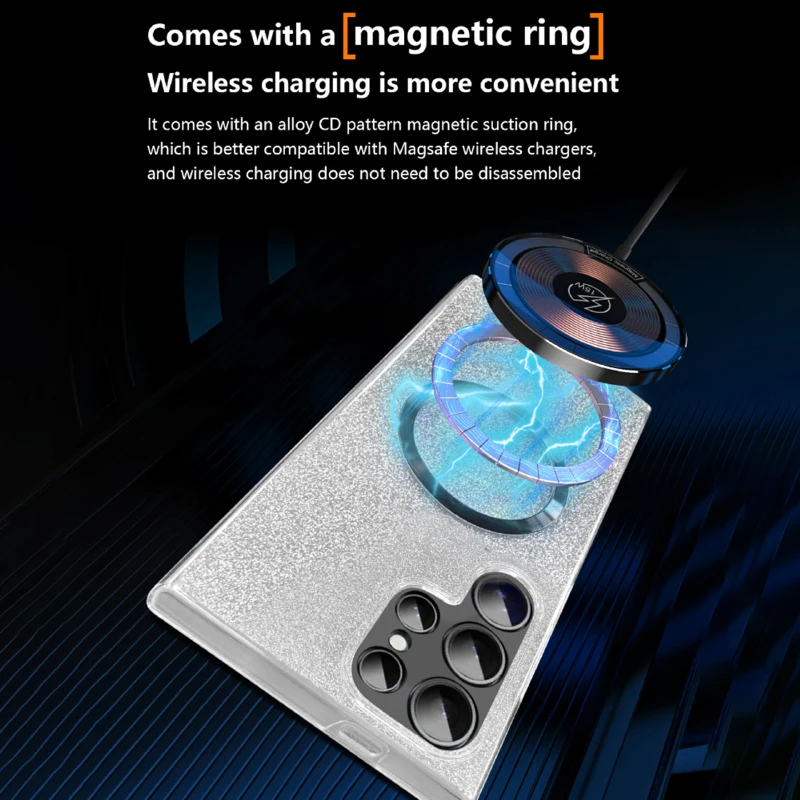 Magsafe Magnetic 360° Full Protection Gradient Glitter Phone Case with Front Film