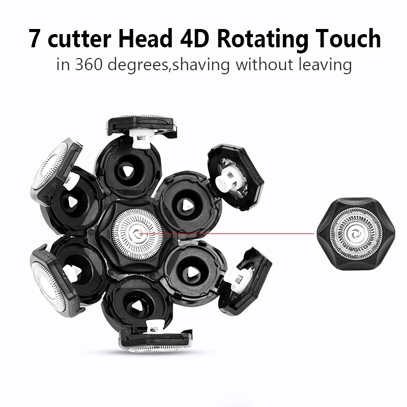 Replacement Electric Shaver Head 7D Independently 7 Cutter Floating Head Waterproof Stainless Steel Razor Blade electric shaver razor blade shaver blade head electric shaver head