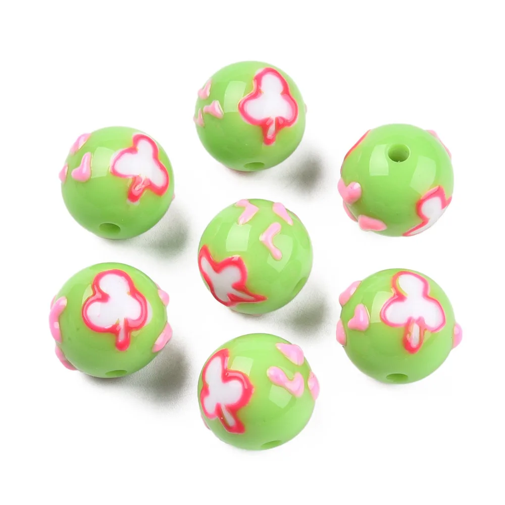 50Pcs 16mm Chunky Acrylic Beads Cute Acrylic Round Balls with Enamel Star Heart Spacer Beads for Bracelet Necklace DIY Jewelry