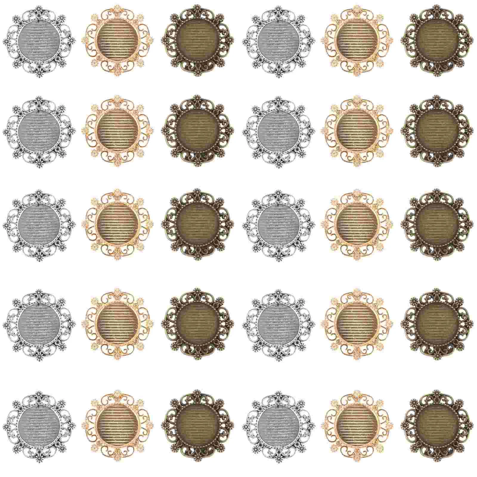 

30Pcs DIY Pendant Trays Bezel Pendant Trays Blanks Pendant Jewelry Making Alloy Bezel Trays