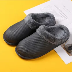 Winter Slippers Women Men Sandals 2022 Casual Waterproof Cotton Shoes Soft Bottom Warm Slides EVA Anti-Slip Plush Home Slipper