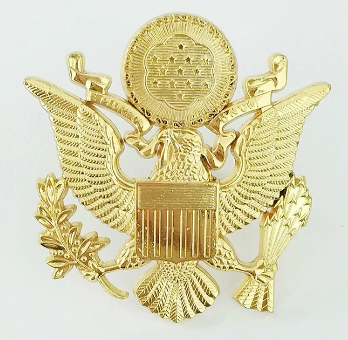 . US Army Officer Golden Eagle Cap Badge Insignia Pin U.S. Army Peaked Cap Badge