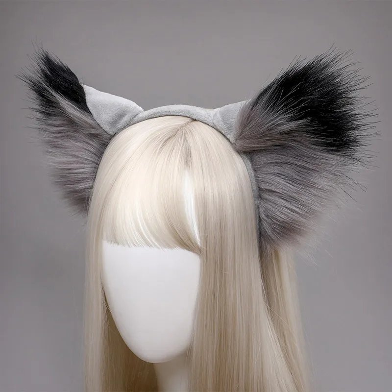 

New Furry Plush Foldable Wolf Cat Ears Headband Realistic Animal Fox Hair Hoop Lolita Anime Decor Ear Cosplay Kawaii Accessories