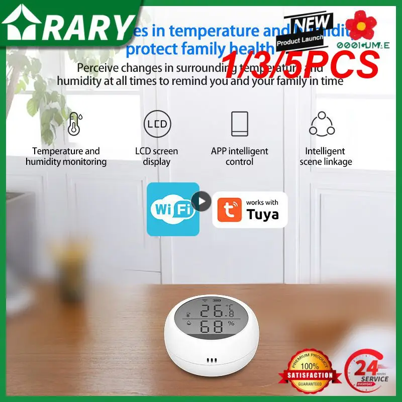

Умный термометр Tuya, домашний датчик температуры и влажности с ЖК-дисплеем и голосовым управлением через приложение, 1/3/5 шт.