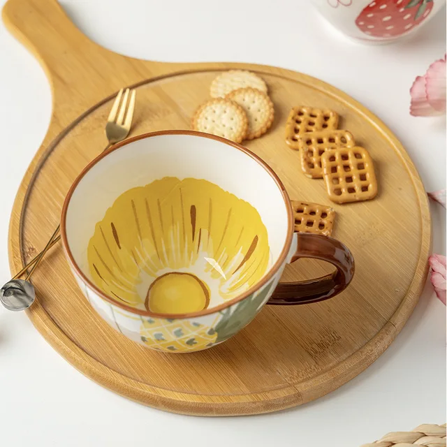 Gyümölcsmintás Bögre Kreatív Porcelán Csésze Férfi És Női Hallgatók Aranyos Ivás Háztartási Kávéej Teáscsészék - Image 2