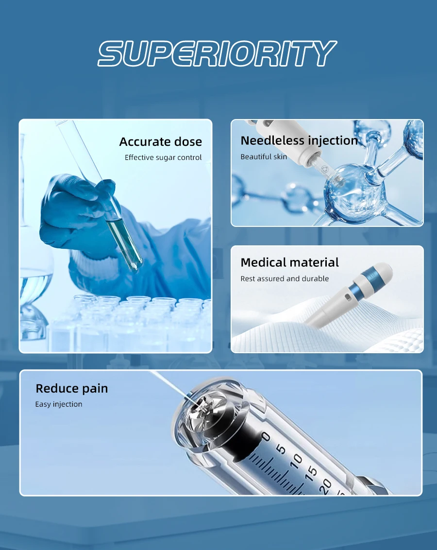 Injecteur d'insuline indolore : soin du diabète facile et doux, la nouvelle seringue réglable sans aiguille, réduit la glycémie Sa064e57ba87f4d46b6c3444b1ad82ee3E