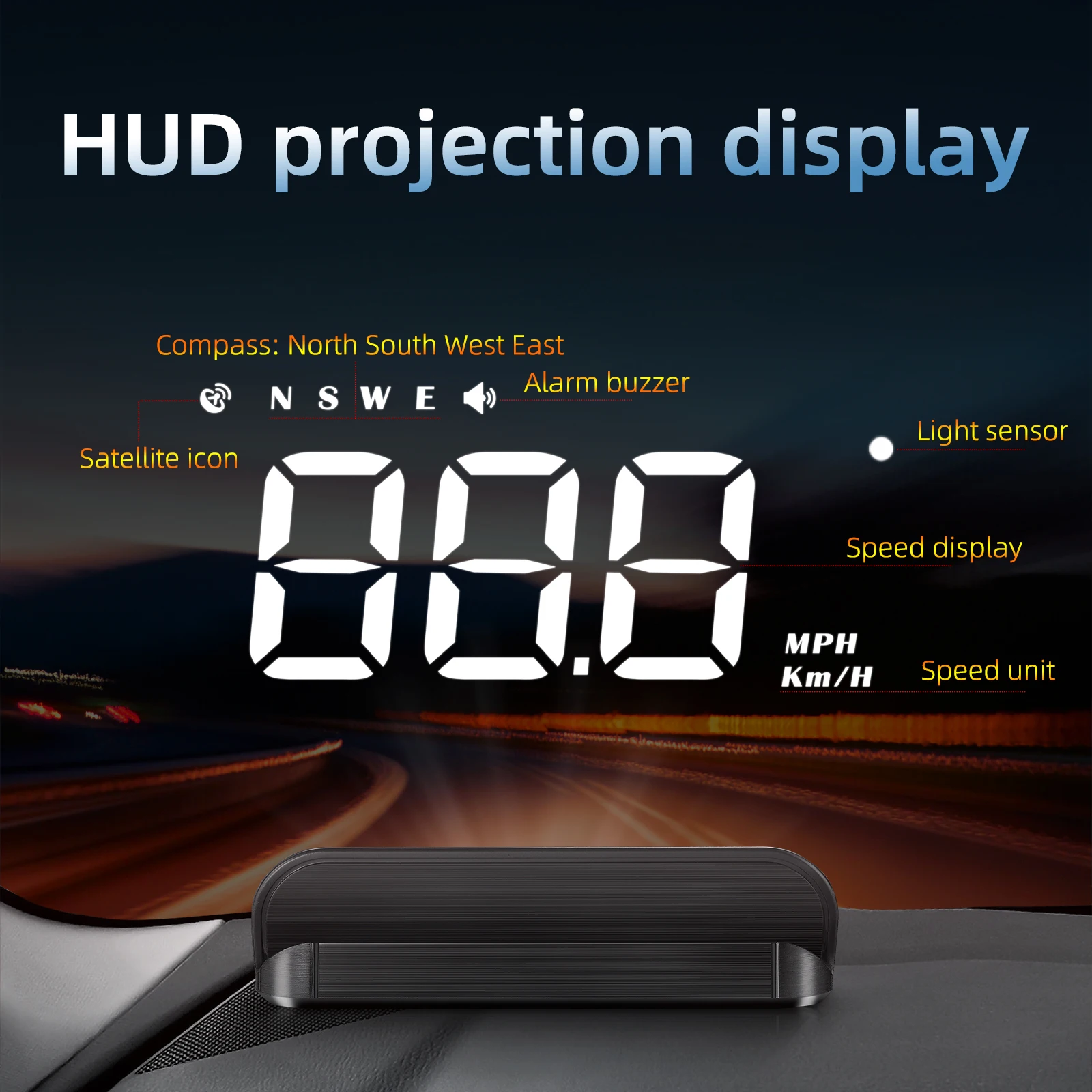 HUD GPS Car Head-Up Display Windshield Projector Digital Speedometer & Monitor