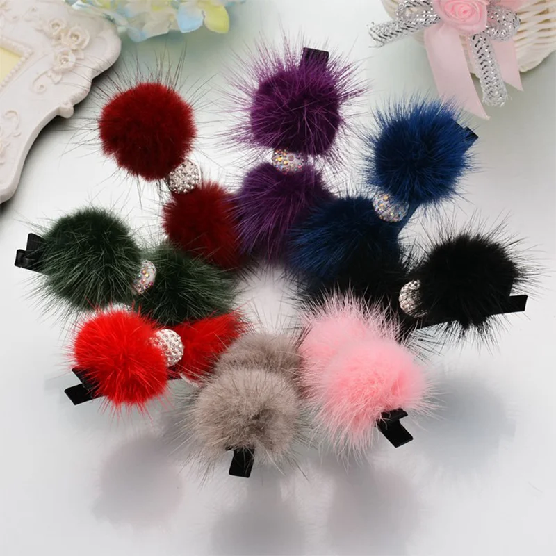 Korean Version Autumn Lady Real Mink Hair Clip New High-end Mini Duckbill Clip Fashion Girl Hair Accessories Decoration Gift