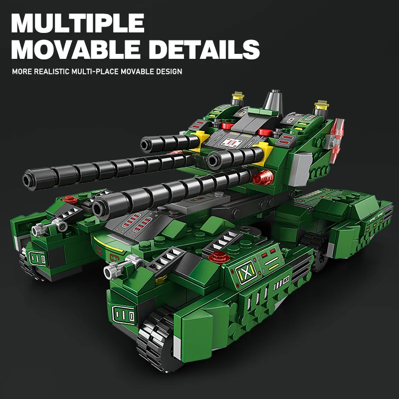 World War II Tank Military Series Vehicle Truck Construction Building Blocks Tan