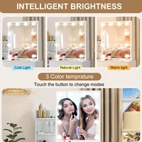 Белый туалетный столик для макияжа с подсветкой, раздвижное зеркало, 4-ящик, туалетный столик, табурет — изображение 5