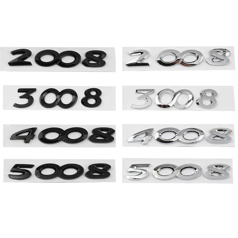 

3d ABS Chrome Logo 3008 2008 4008 5008 Emblem Letters Car Trunk Badge Decal For Peugeot Sticker Car Accessories