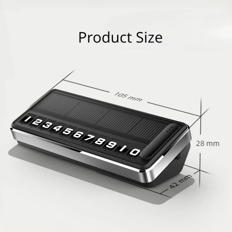 Solar LED Car Phone Number Plate with Hidden Temporary Parking Card and Multiple Number Display