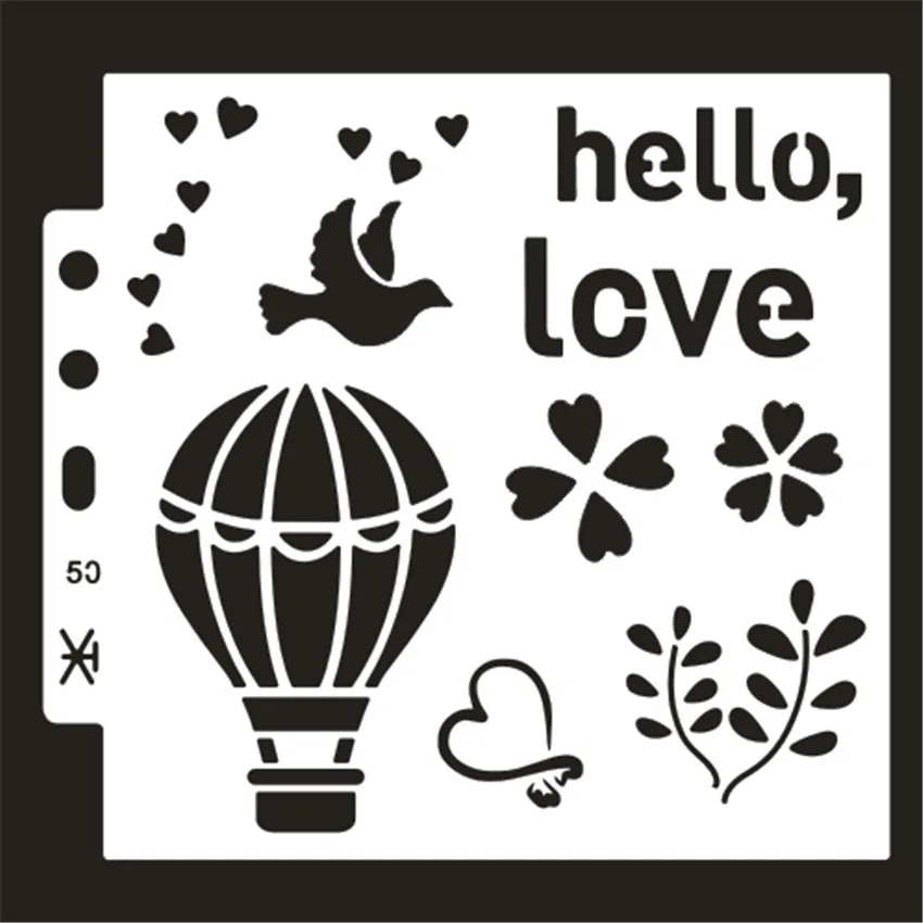13*13 Stencil A Strati Con Mongolfiera Per Album Di Ritagli Fai Da Te/Album Di Foto Strumento Di Pittura A Spruzzo Con Goffratura Decorativa Decorazio
