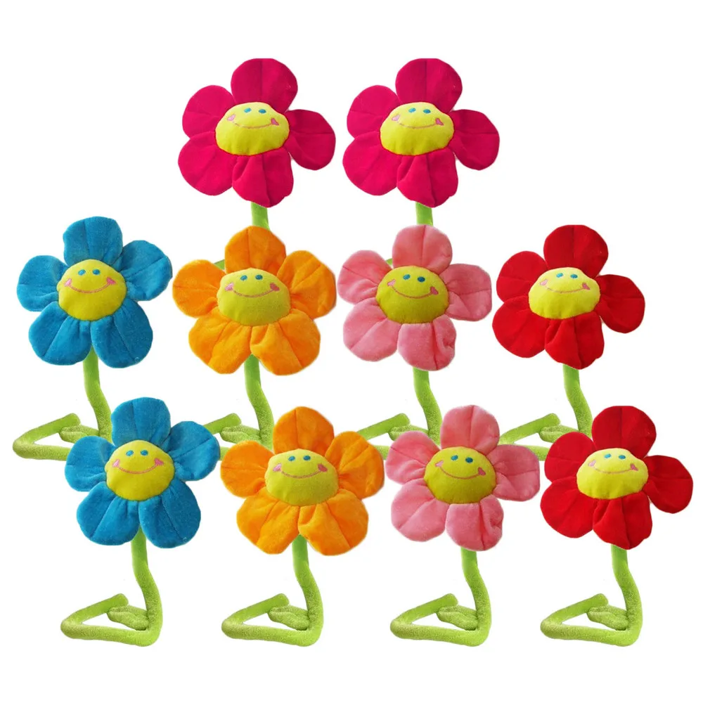 10 PCS 32cm Soft Cute DIY Bendable Smiling Face Daisy Sun Flowers Plush Stuffed Plants Toy Doll Curtain Buckle Children  Gifts