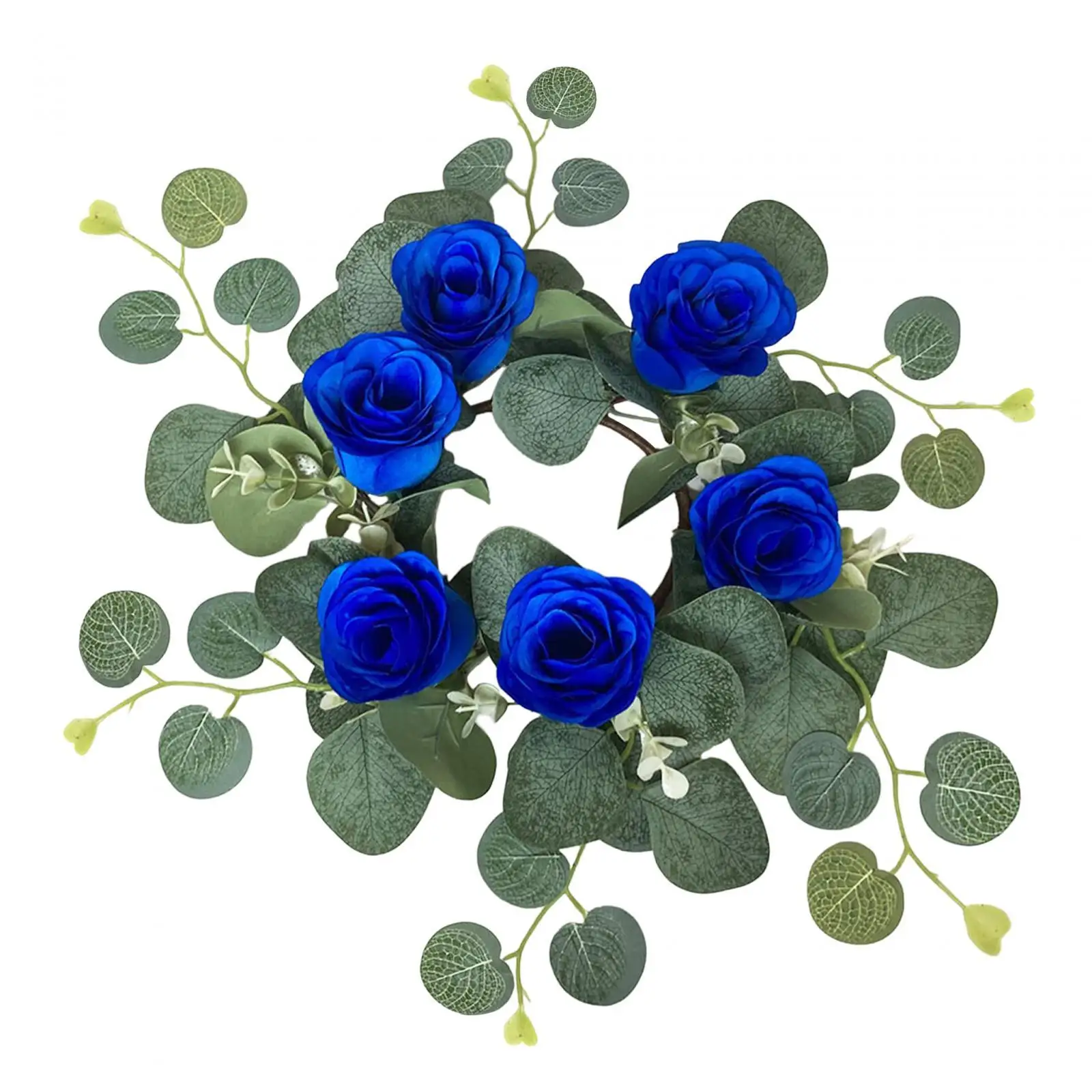 Artificial Rose Candle Ring Pillar Candle Ring Garland Pillar Candle Holder for