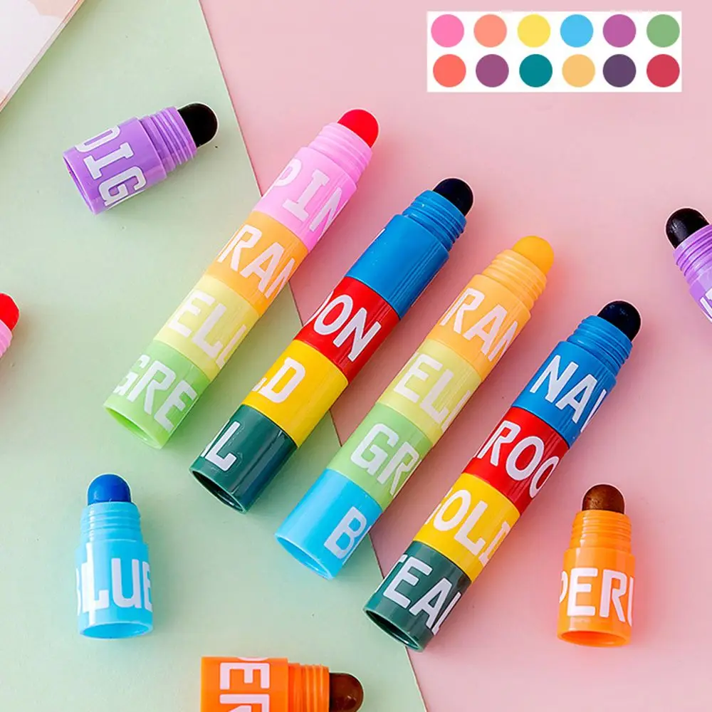 

6 Color In 1 Highlighter Marker Pen Colorful Kawaii Creative Stitching Solid Fluorescent Pen Graffiti Painting Pens Stationery