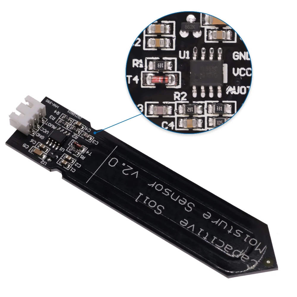 Modulo sensore di umidità del suolo capacitivo non facile da corrodere filo ad alta tensione 3.3 ~ 5.5V resistente alla corrosione con gravità per Arduino