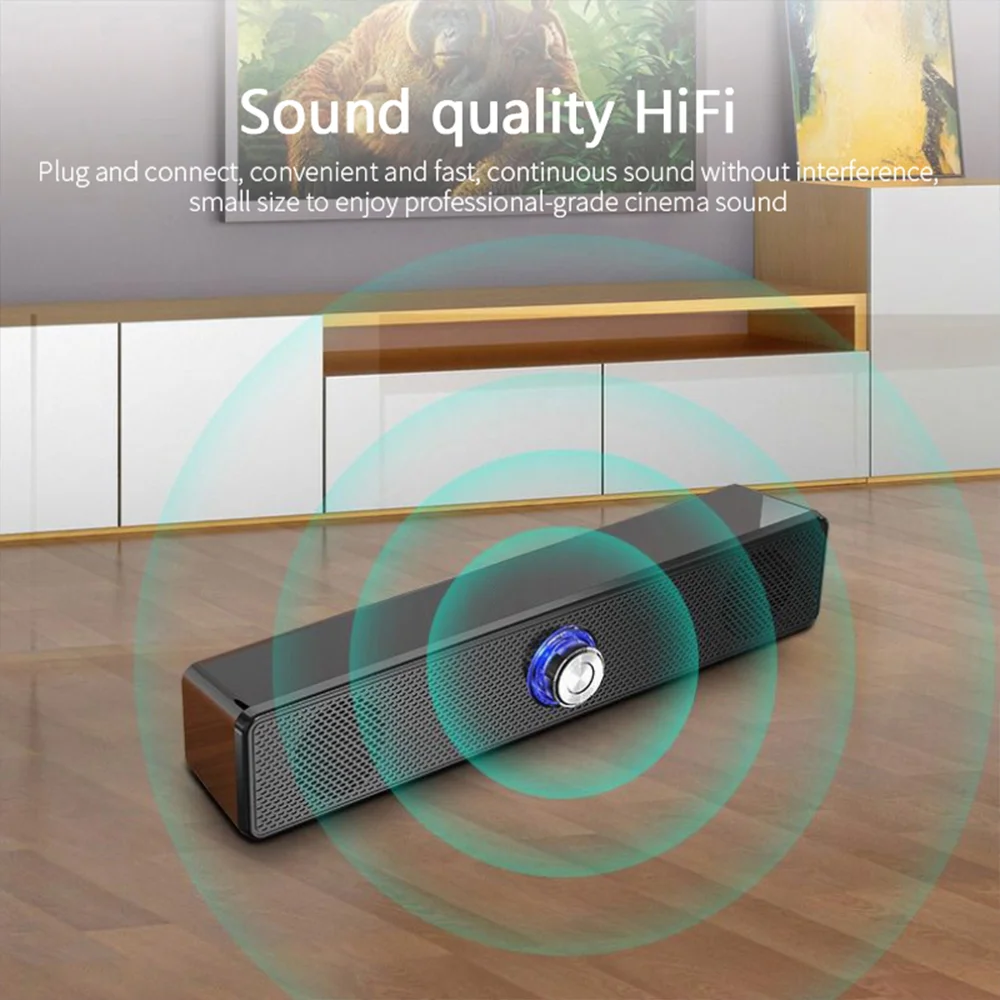 Soundbar With Subwoofer TV Sound Bar Home Theatre System Bluetooth Speaker Extra Bass PC Computer Speakers Stereo Full-Range New