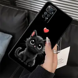 Black Cat Pink Phone Cover Case for Redmi Note 10 (Mix01)