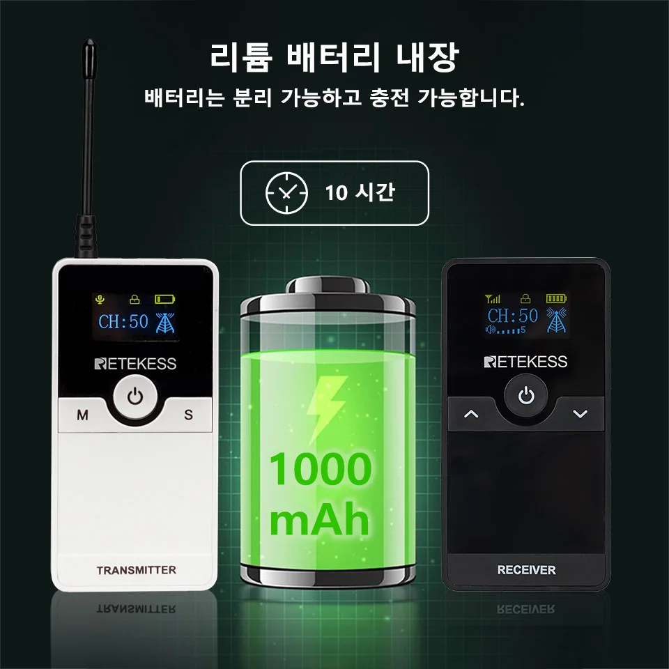 Retekess 무선 투어 가이드 시스템, 오디오 가이드 시스템, 라디오 가이드 동시 통역, 공장 견학, TT116