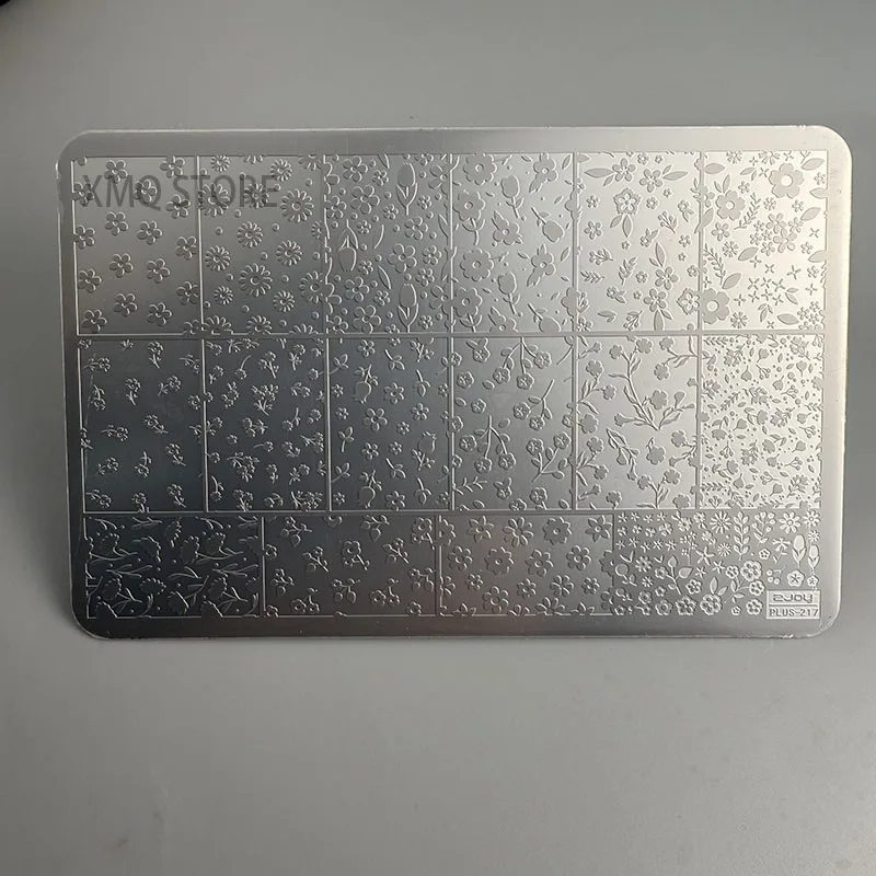 XMQ 네일 아트 스탬핑 플레이트 체크 템플릿 꽃 이미지 플레이트