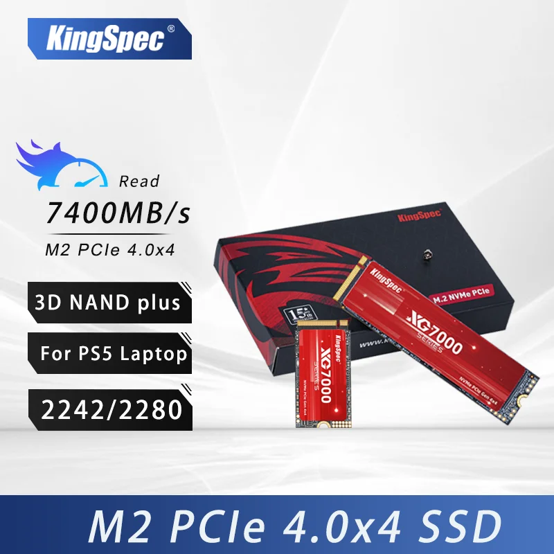 Kingspec-unidades Internas de Estado Sólido para Desktop Laptop pc Nvme Ssd Pcie 4.0×4 512g 1tb 7400 Mbps M.2 2280 2242 Ssd para Ps5