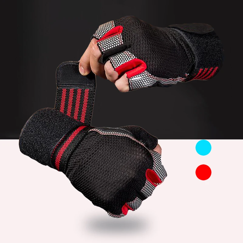 Men Women Dumbbell Weight Lifting Gloves Gym Half Finger Fitness Wrist Wrap Sport Gloves Fingerless Protect Wrist Cycling