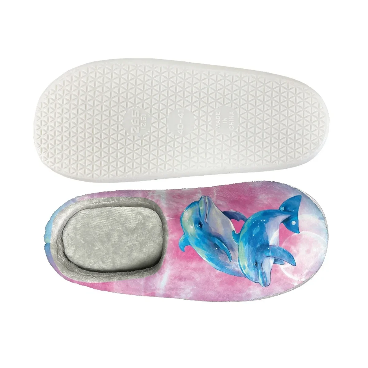 Fashion Dolphin Design Simple Home Cotton Slipper Women Travel Comfort Slipper Winter Indoor Non-slip Slippers Print On Demand