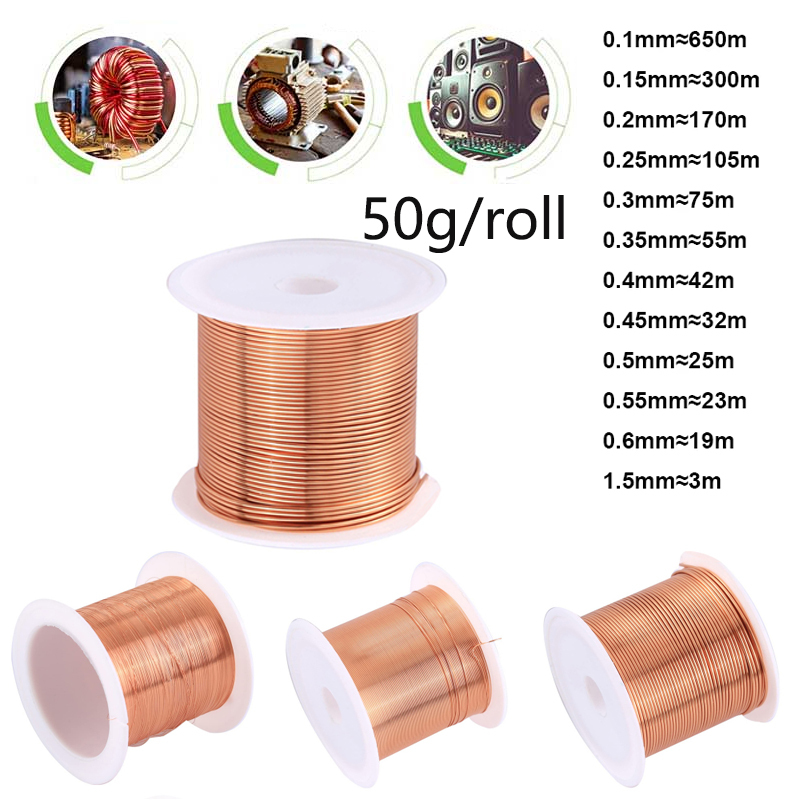 1roll 50g Copper Winding Wire Copper Wire 0.1~1.5mm Cable Copper Wire Magnet Wire copper lacquer wire Enameled