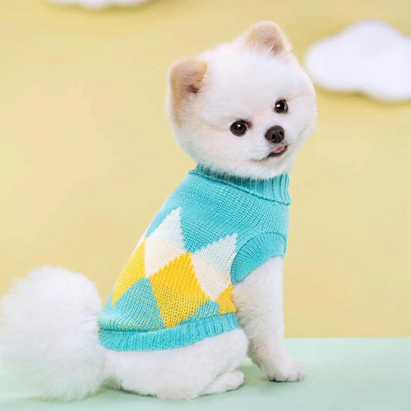 

New Pet Autumn And Winter Warm Sweater Striped Floral Sweater Stretch Two Legs Lapel Dog Cat Knitted Woolen Clothes