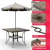 5 Piece Patio Dining Set, Green, Weather Resistant PE Rattan Table and Chairs, Comfortable Cushions, Easy Maintenance 6