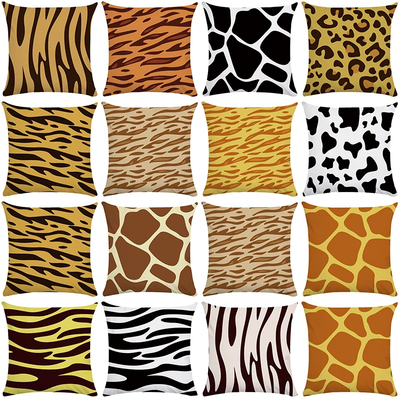 

45x45cm leopard zebra print pillowcase bedroom home decoration car office seat living room sofa cushion cover