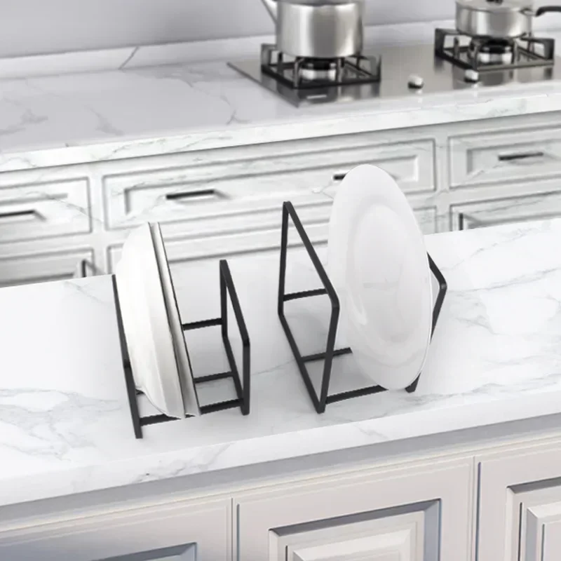 1pc Kitchen Cabinet Plate Storage Countertop Dish Rack Drawer Dinner Plate Partition Drain Rack Layered Storage Rack Accessories 4