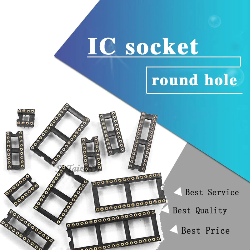 10pcs Round Hole Ic Socket Connector Dip 6 8 14 16 18 20 24 28 40 Pin
