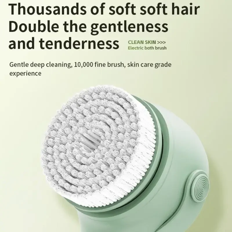 Electric Soft Body Bath Brush Shower Scrubber Double Handle Back Rubbing Machine Long Handle Cleaning Brush Bathroom X7XA