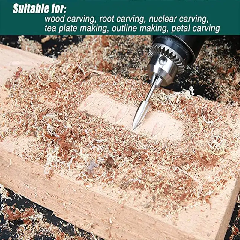 5PCS/Set Wood Carving Drill Bit HSS Engraving Drill Bit Set Solid Carbide Steel Root Milling Grinder Burr Precise Carve Woodwork wood carving tools