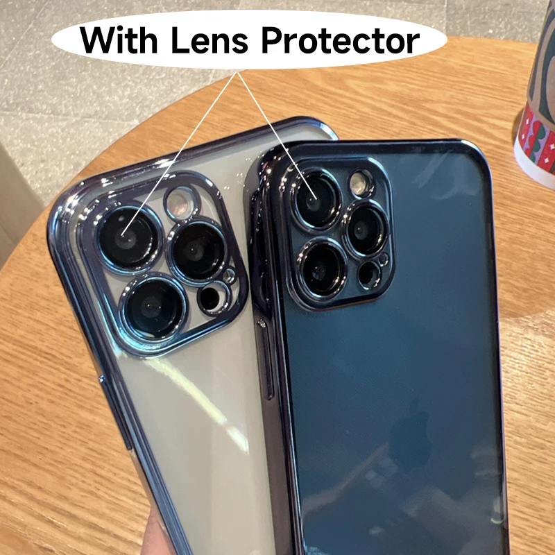 Luxury Lens Protector Soft Silicone Transparent Case For iPhone 11 12 13 Pro MAX Mini XR X XS SE 2022 7 8 Plus Shockproof Cover iphone 13 pro max cover