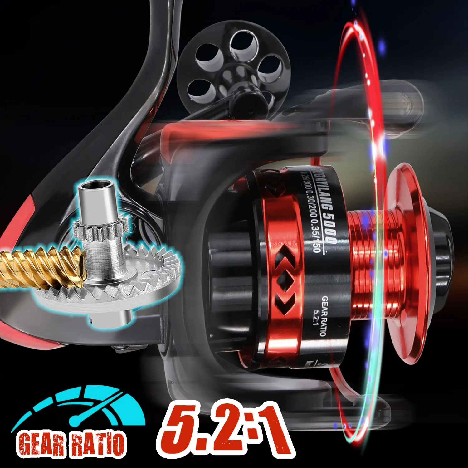 Sougayilang Spinning Fishing Reel 5.2:1 Gear Ratio 1000-5000 Max Drag 8kg for Freshwater Bass Fishing