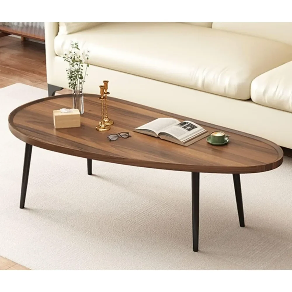 Wooden Walnut Coffee Table Rustic Coffee Table Mid-Century Modern Sofa Table Nesting Tables Center Table(100cm) 6