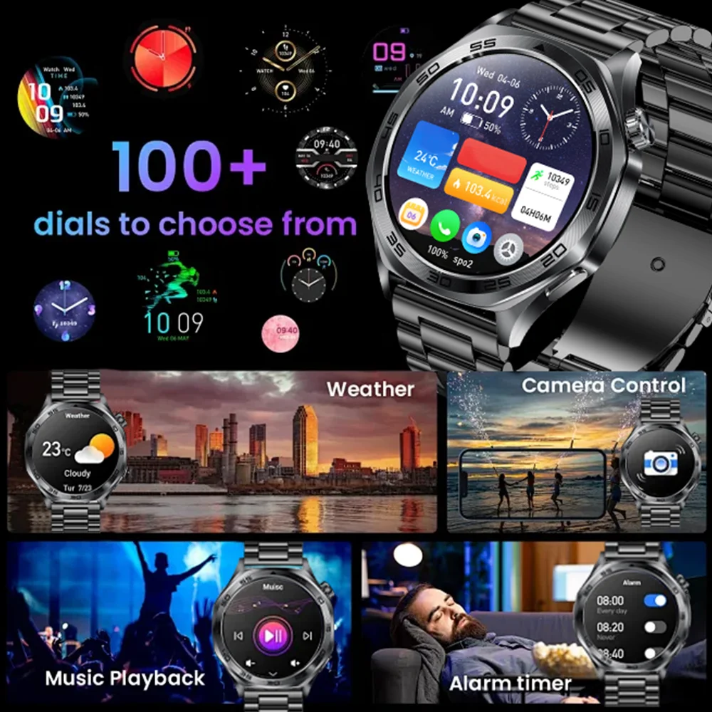 2026 Men Smart Watch 1.46inch wireless Calling Outdoor Sports Compass Health Monitoring 400mAh Large Battery Smartwatch 2