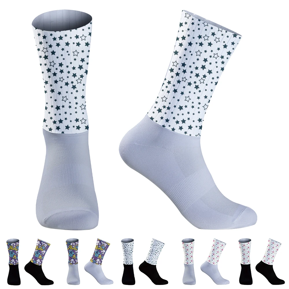 

Новинка лета 2024, велосипедные аэроноски, нескользящие носки из силикона, мужские велосипедные спортивные носки для бега и велосипеда