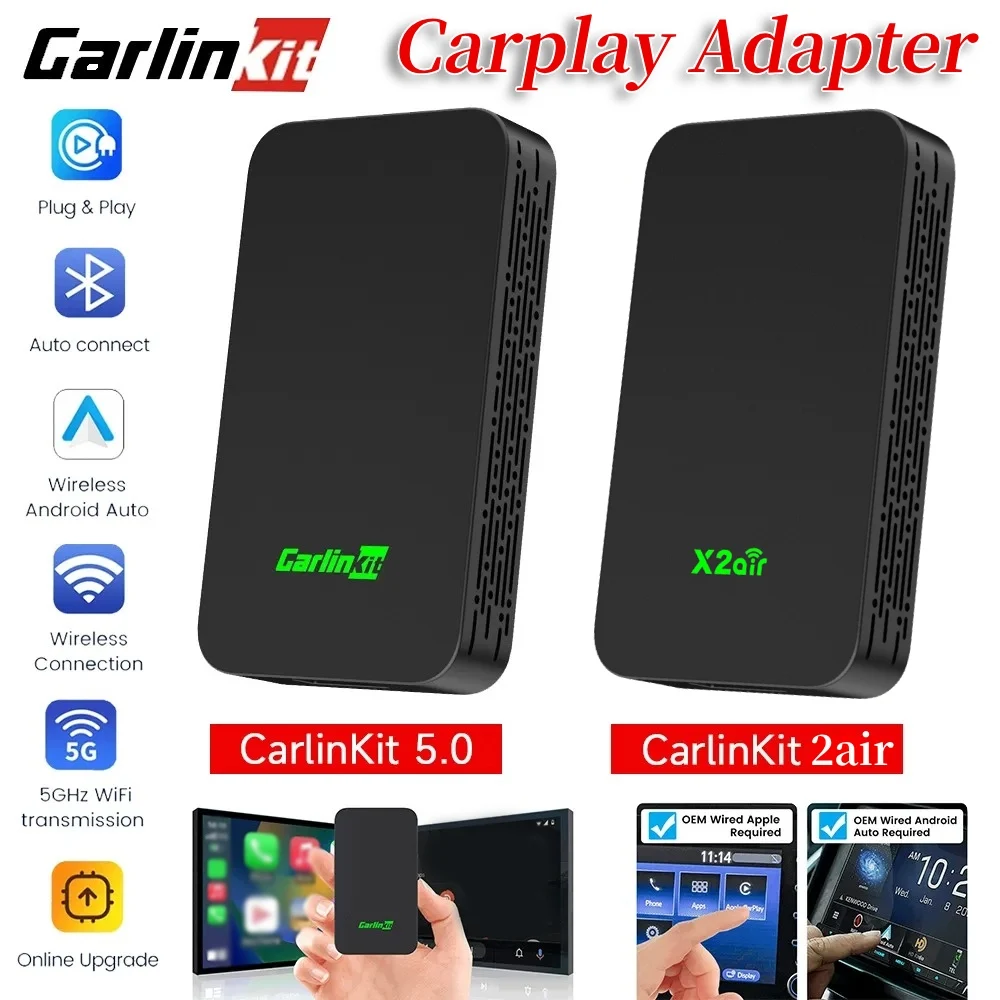 CarlinKit 5.0 2Air Wireless Android Auto Box Portable CarPlay Wireless Dongle For Car Radio with Wired CarPlay/Android Auto