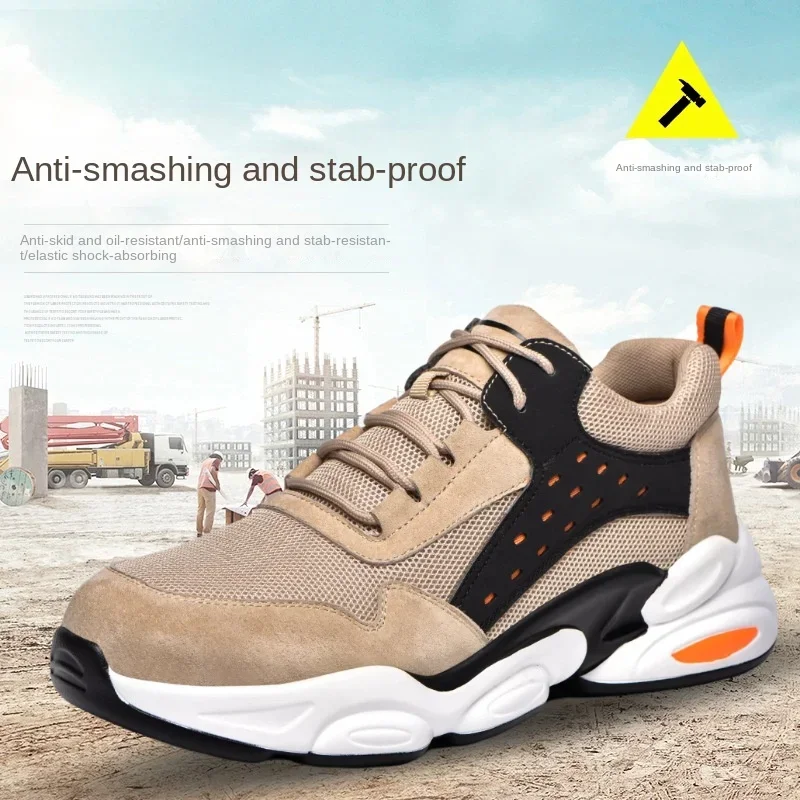 

Breathable Safety Shoes Men's Flying Woven Four Seasons Anti-Smashing And Anti-Piercing Site Safety Shoes Work Safety Shoes.