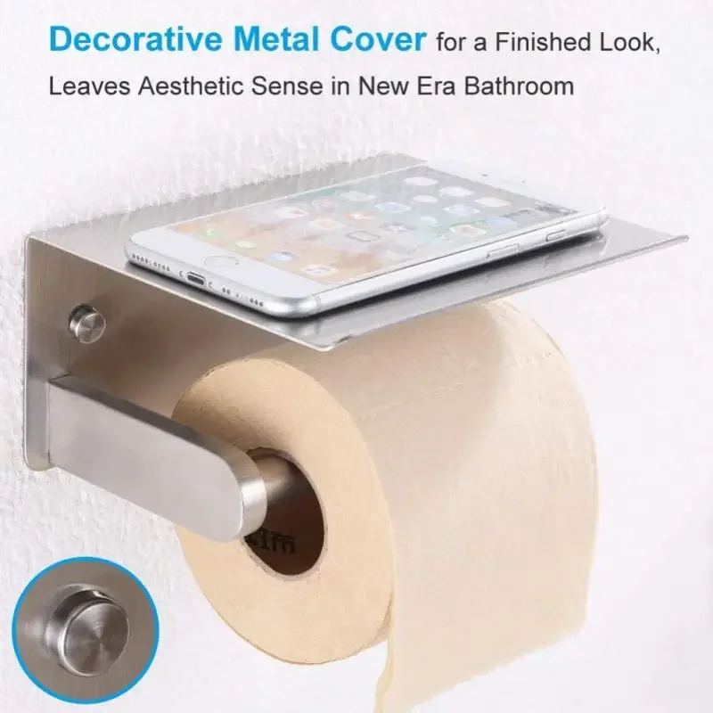 

Steel Wall Mount Bathroom Toilet Paper Holder WC Phone Accessory Tissue Shelf Towel Roll Shelf Stainless