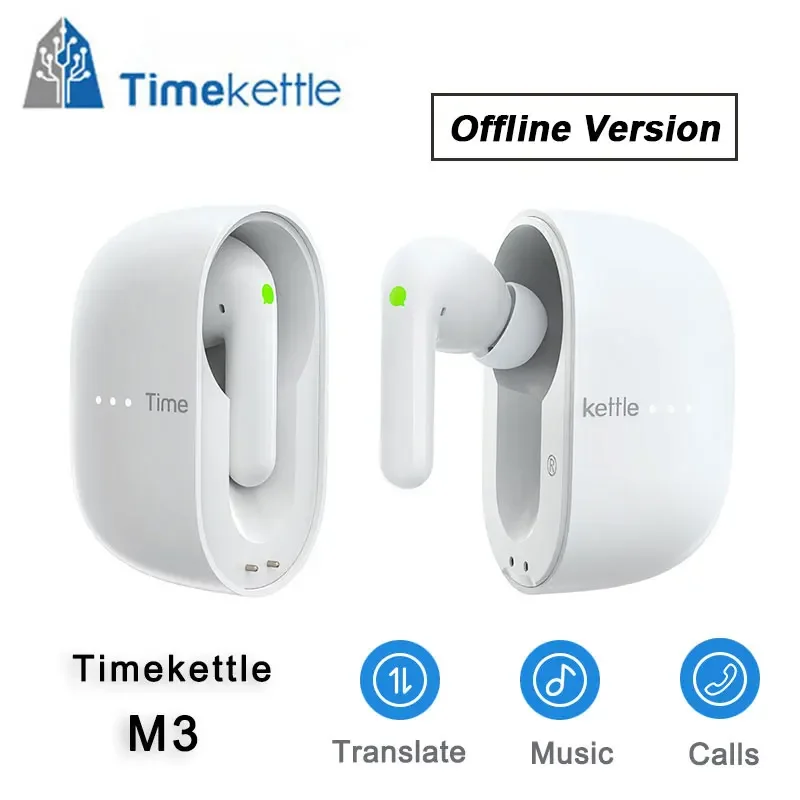 TimeKettle M3 Language Simultaneous Translator Headset Meeting Minutes Business Translation Device Tanslation Music Call 3 in 1