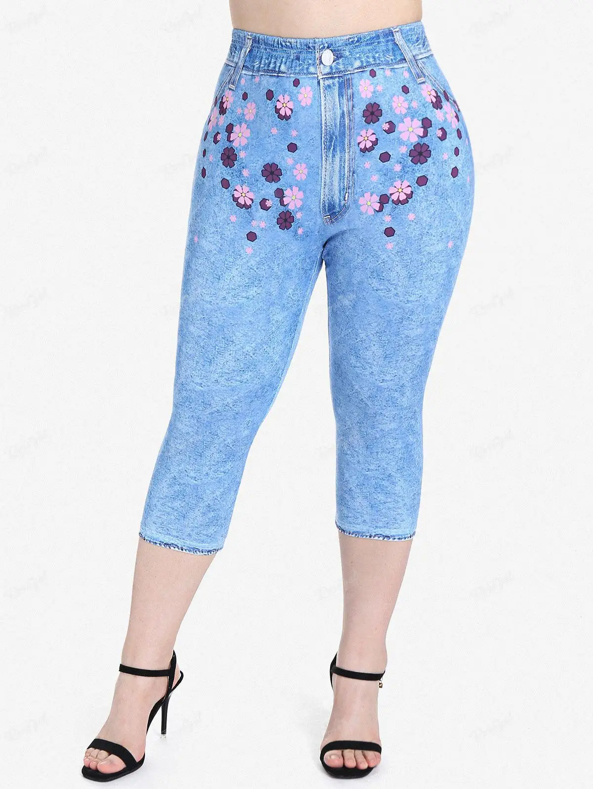 Rosegal Plus Size Colorblock Butterfly Print T-shirt Or Capri Leggings Women  Spring Summer Top And Pant Feel Free To Match Xs-6x - T-shirts - AliExpress