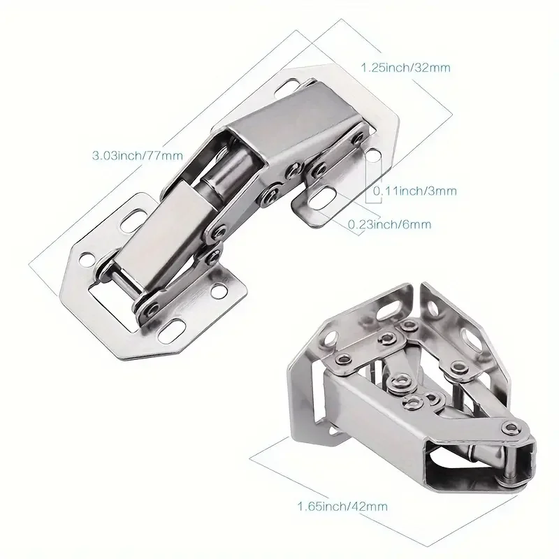 4Pcs Modern Metal Hidden Cabinet Hinges Easy Mount 90&deg; Spring Complete with Screws cabinet door hinges cabinet hinges