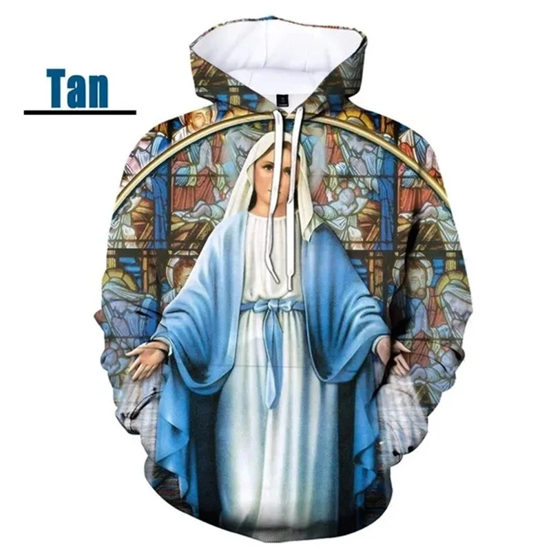 thumbnail image 1 of Sudadera con capucha gráfica de Virgen María ama a todos para hombre, sudaderas informales de gran tamaño personalizadas con estampado 3D, sudaderas para hombres, 1 of 5